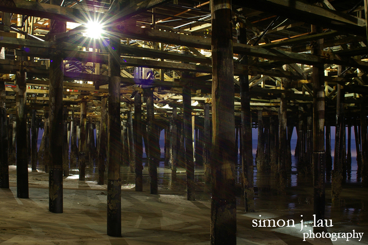 a night photograph of santa monica pier